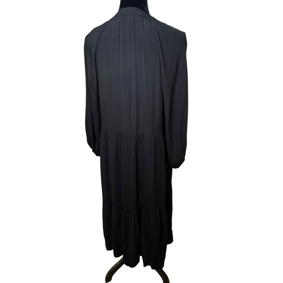 Gibson Latimer | Black Midi Tier Balloon Sleeve Dress | NWT | Sz M - Picture 4 of 9